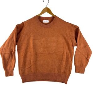 Jess Lea Rust Orange Embroidered "Fall" Sweater M Womens Acrylic Blend Crewneck